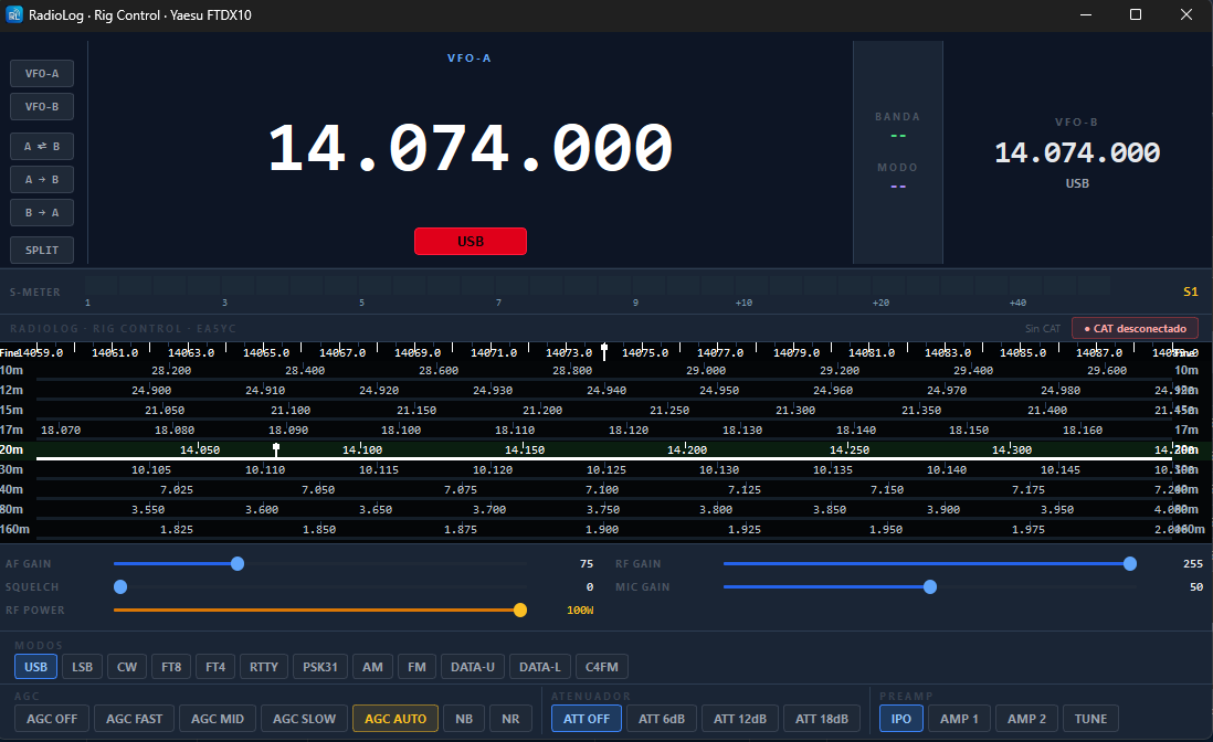 RigControl o DX Cluster en RadioLog