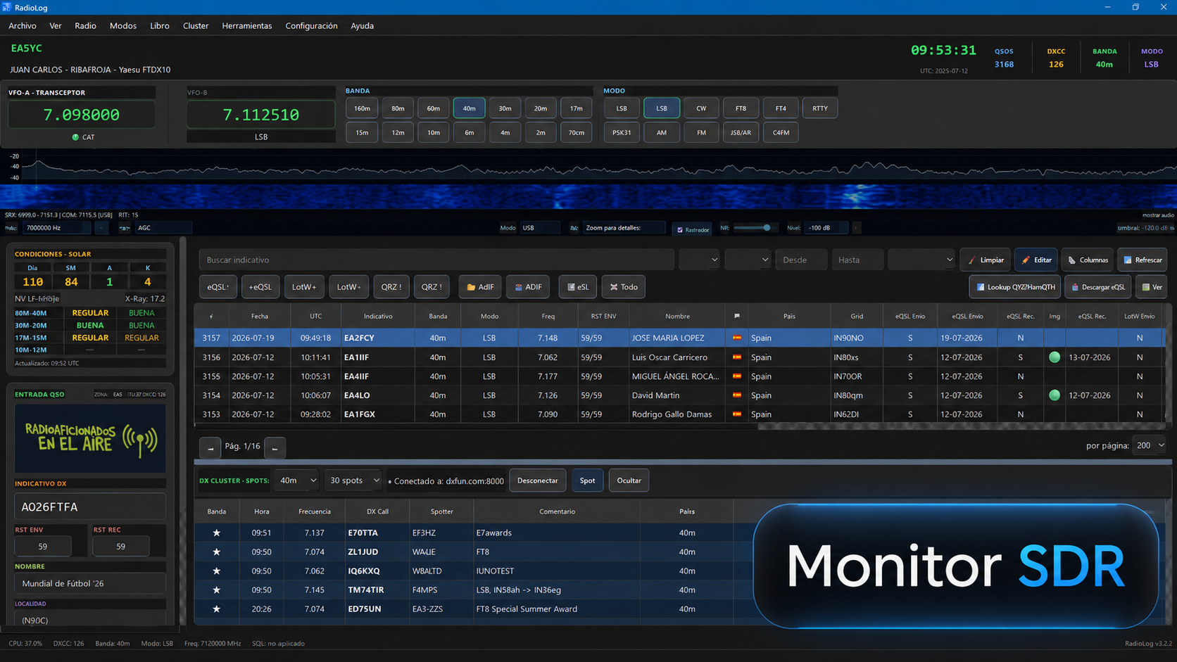 RadioLog main screen