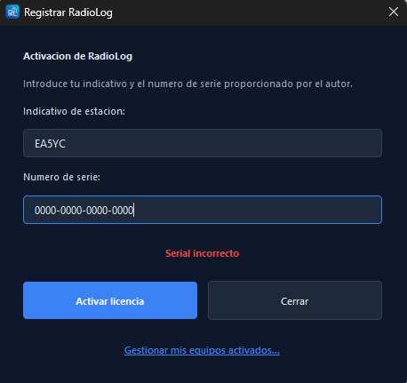 License activation window